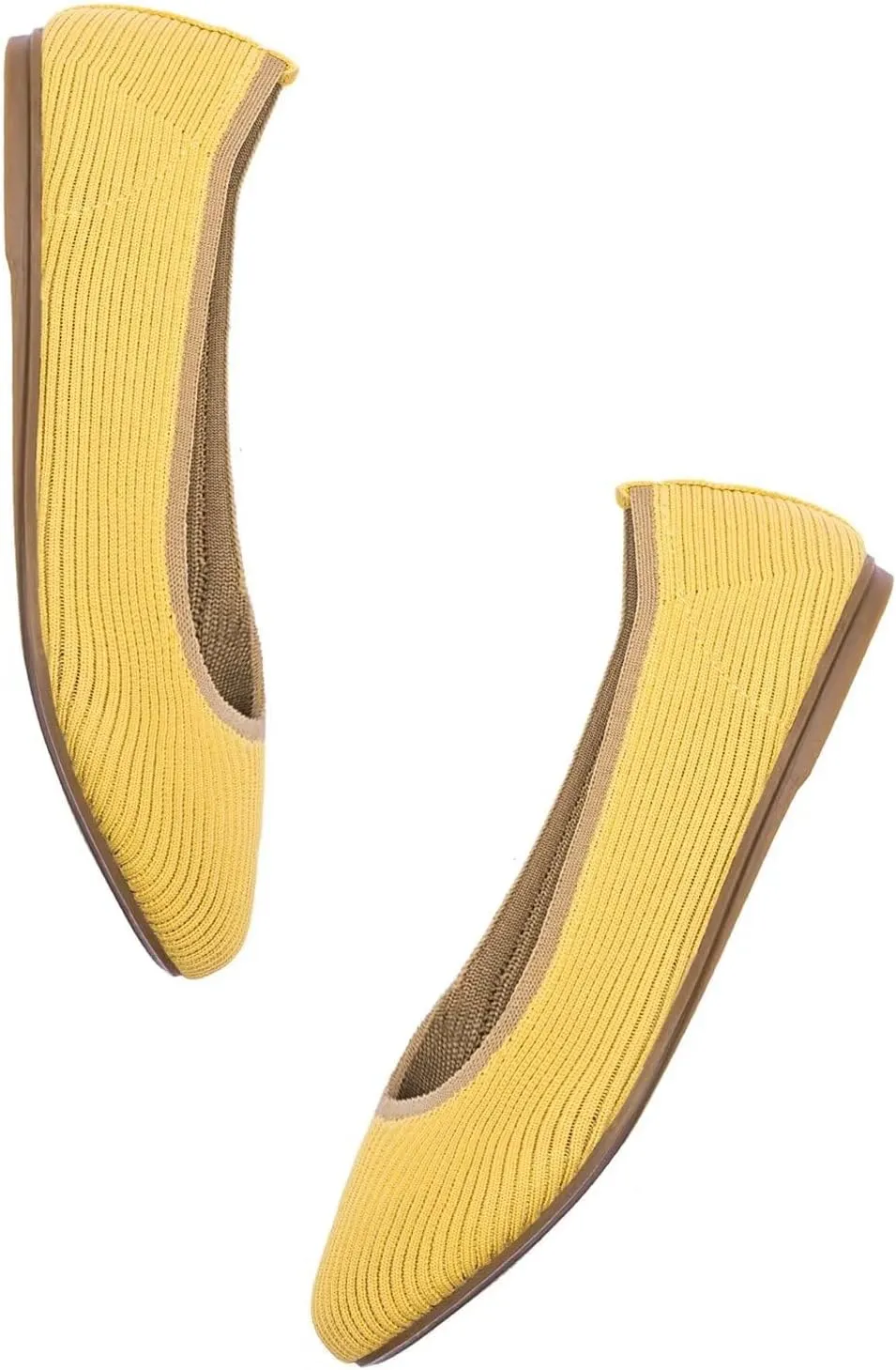 Frank Mully Women's Ballet Flats Round Toe Walking Flats Slip On Work Shoes Knitted Flats Shoes for Woman Soft Lightweight