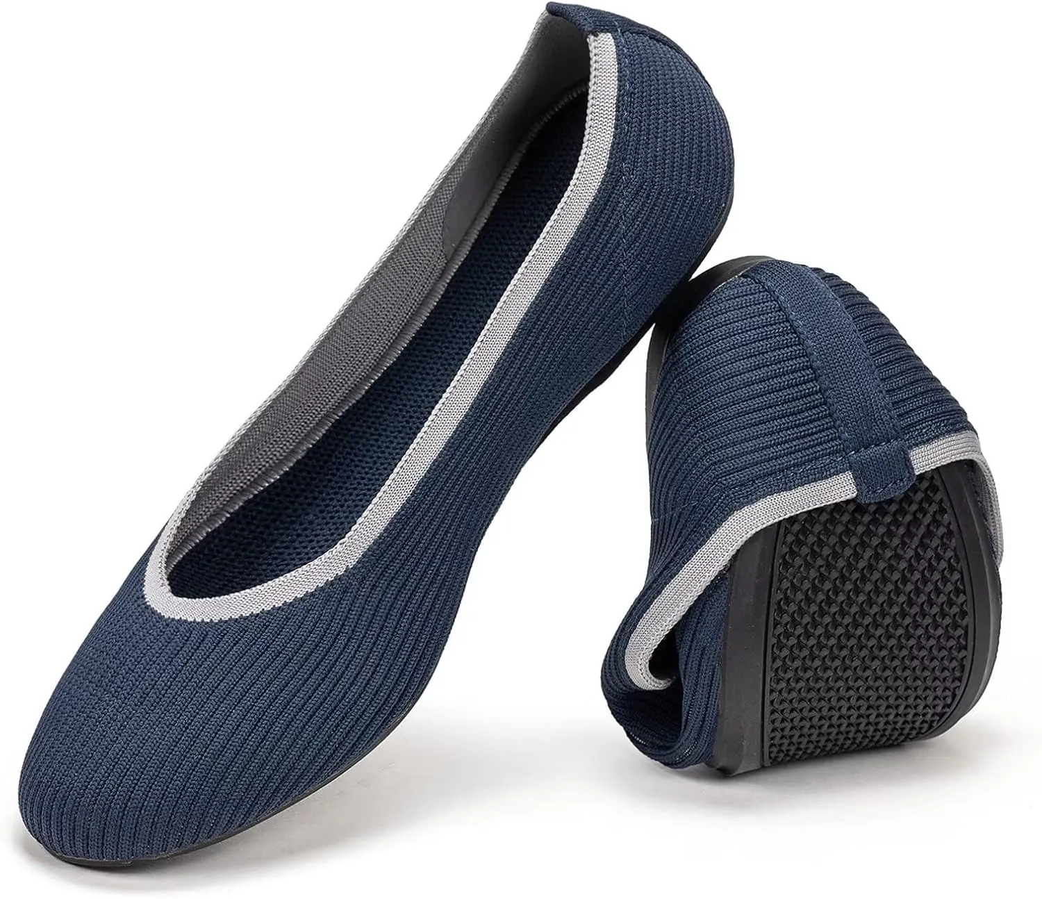 Frank Mully Women's Ballet Flats Round Toe Walking Flats Slip On Work Shoes Knitted Flats Shoes for Woman Soft Lightweight