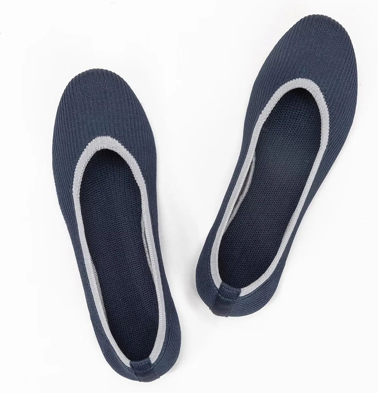 Frank Mully Women's Ballet Flats Round Toe Walking Flats Slip On Work Shoes Knitted Flats Shoes for Woman Soft Lightweight