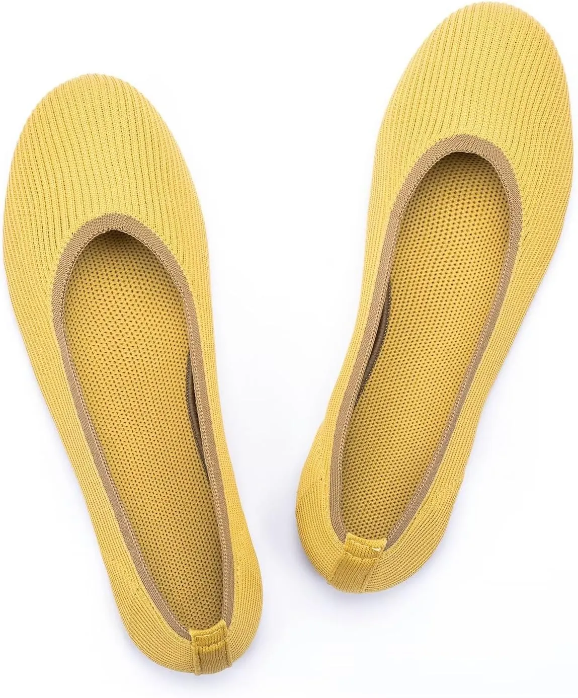 Frank Mully Women's Ballet Flats Round Toe Walking Flats Slip On Work Shoes Knitted Flats Shoes for Woman Soft Lightweight