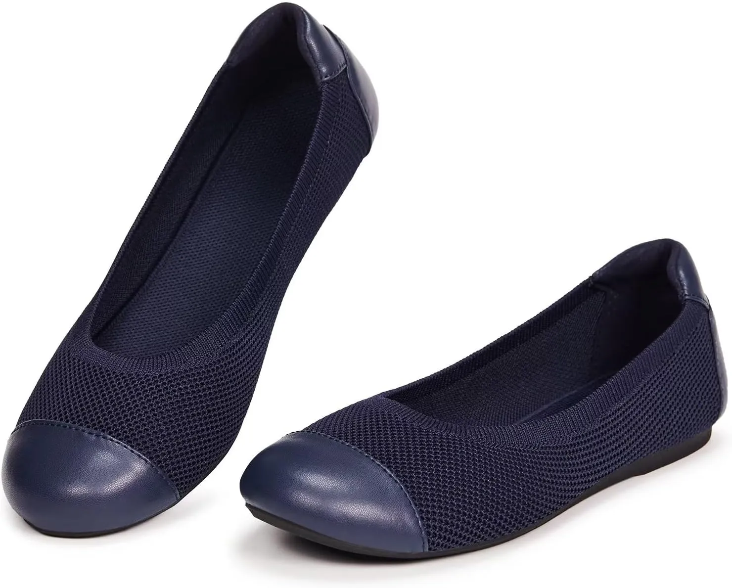 Frank Mully Women's Ballet Flats Round Toe Walking Flats Slip On Work Shoes Knitted Flats Shoes for Woman Soft Lightweight