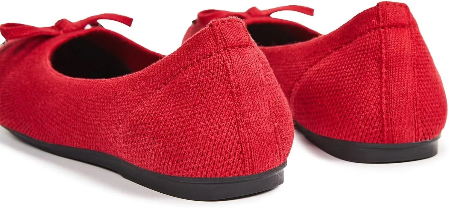 Frank Mully Women's Ballet Flats Round Toe Walking Flats Slip On Work Shoes Knitted Flats Shoes for Woman Soft Lightweight
