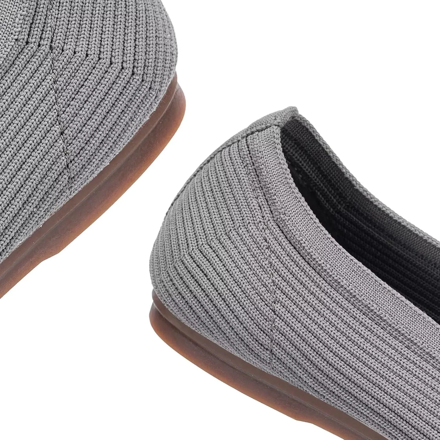 Frank Mully Women's Ballet Flats Round Toe Walking Flats Slip On Work Shoes Knitted Flats Shoes for Woman Soft Lightweight