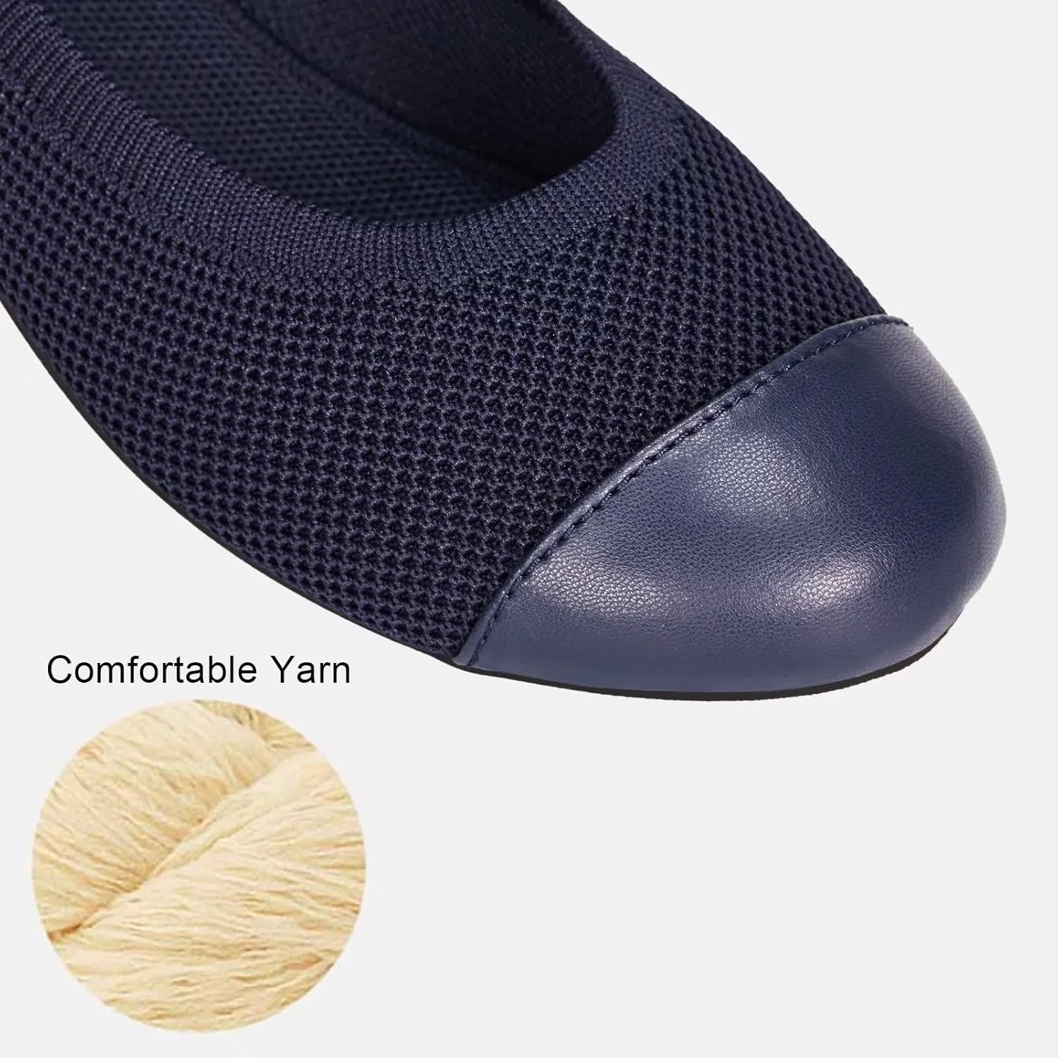 Frank Mully Women's Ballet Flats Round Toe Walking Flats Slip On Work Shoes Knitted Flats Shoes for Woman Soft Lightweight