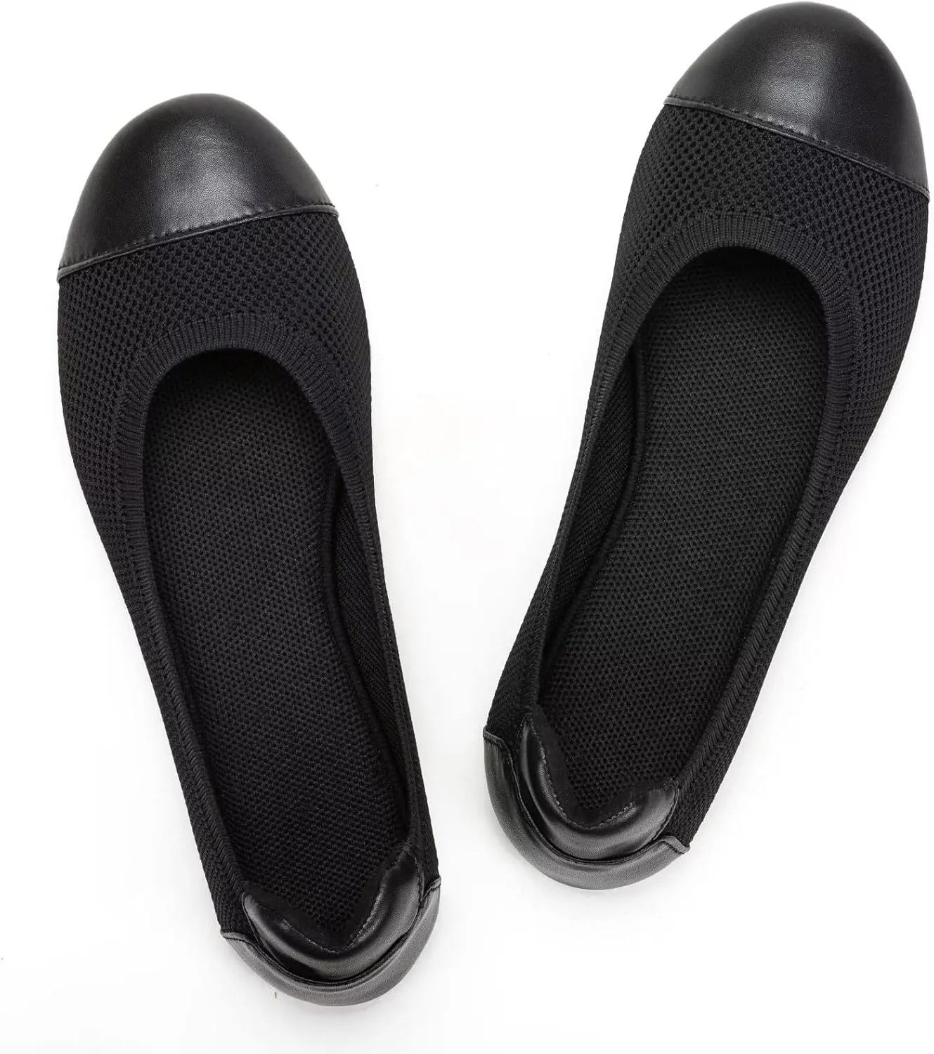 Frank Mully Women's Ballet Flats Round Toe Walking Flats Slip On Work Shoes Knitted Flats Shoes for Woman Soft Lightweight