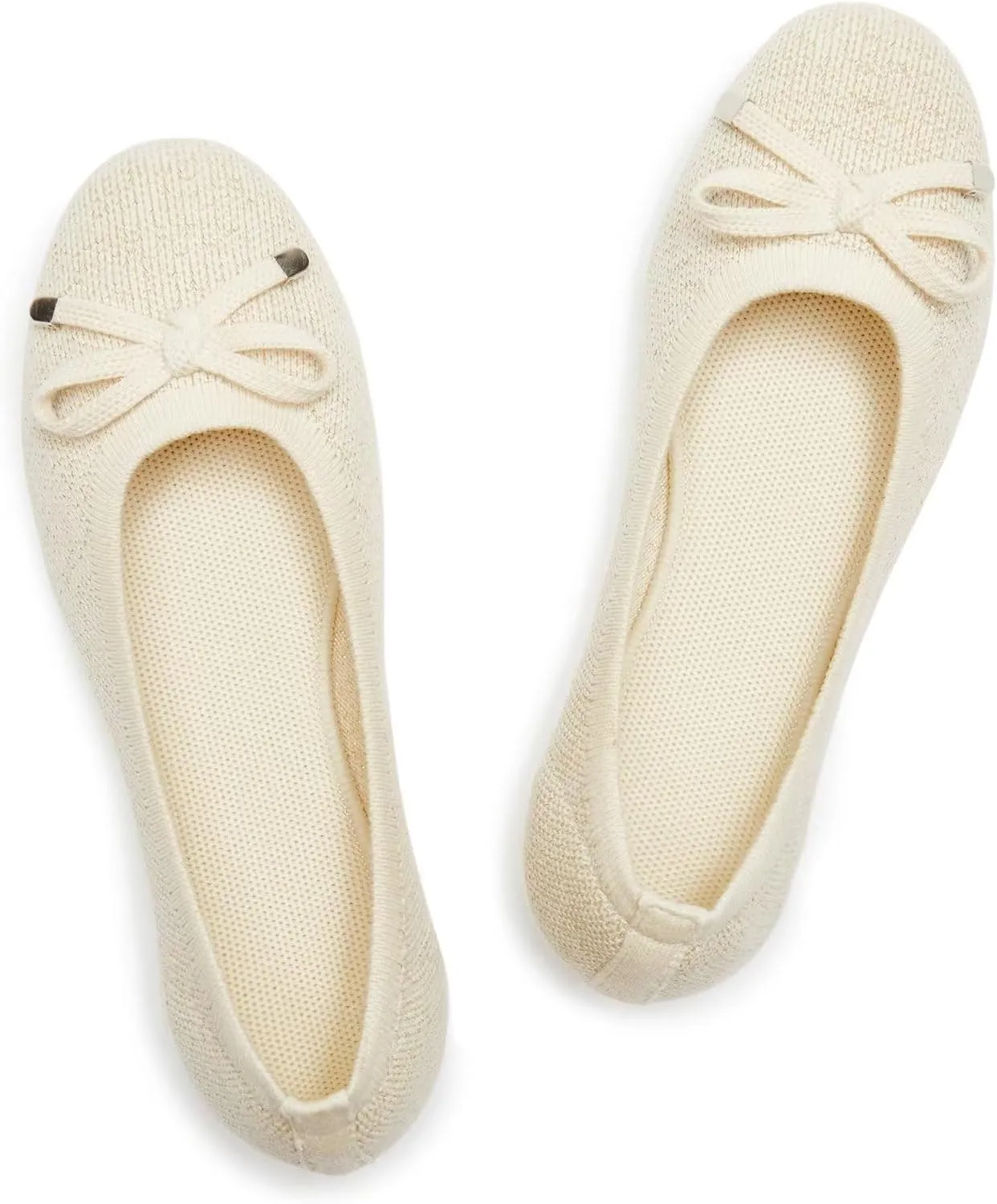 Frank Mully Women's Ballet Flats Round Toe Walking Flats Slip On Work Shoes Knitted Flats Shoes for Woman Soft Lightweight