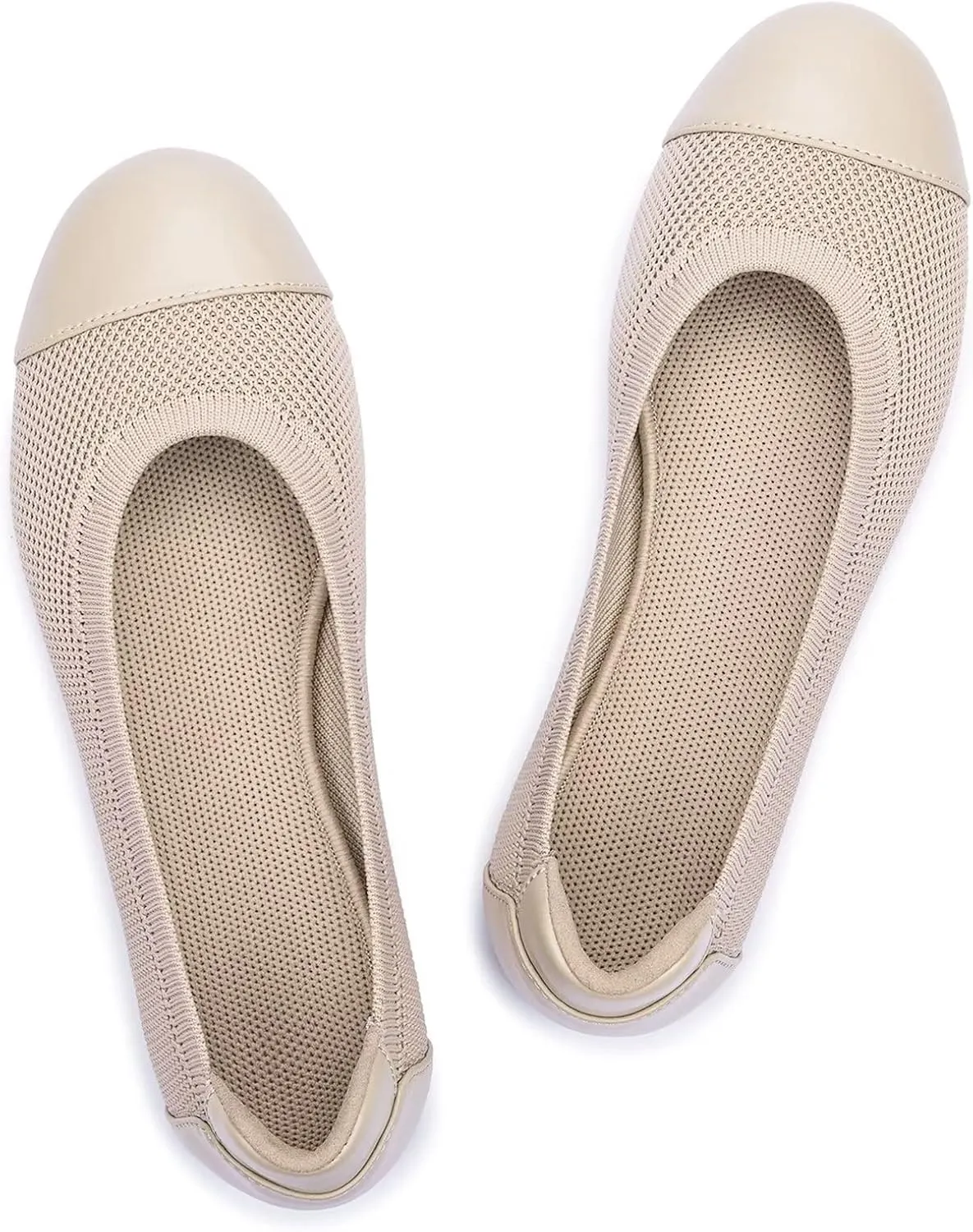 Frank Mully Women's Ballet Flats Round Toe Walking Flats Slip On Work Shoes Knitted Flats Shoes for Woman Soft Lightweight