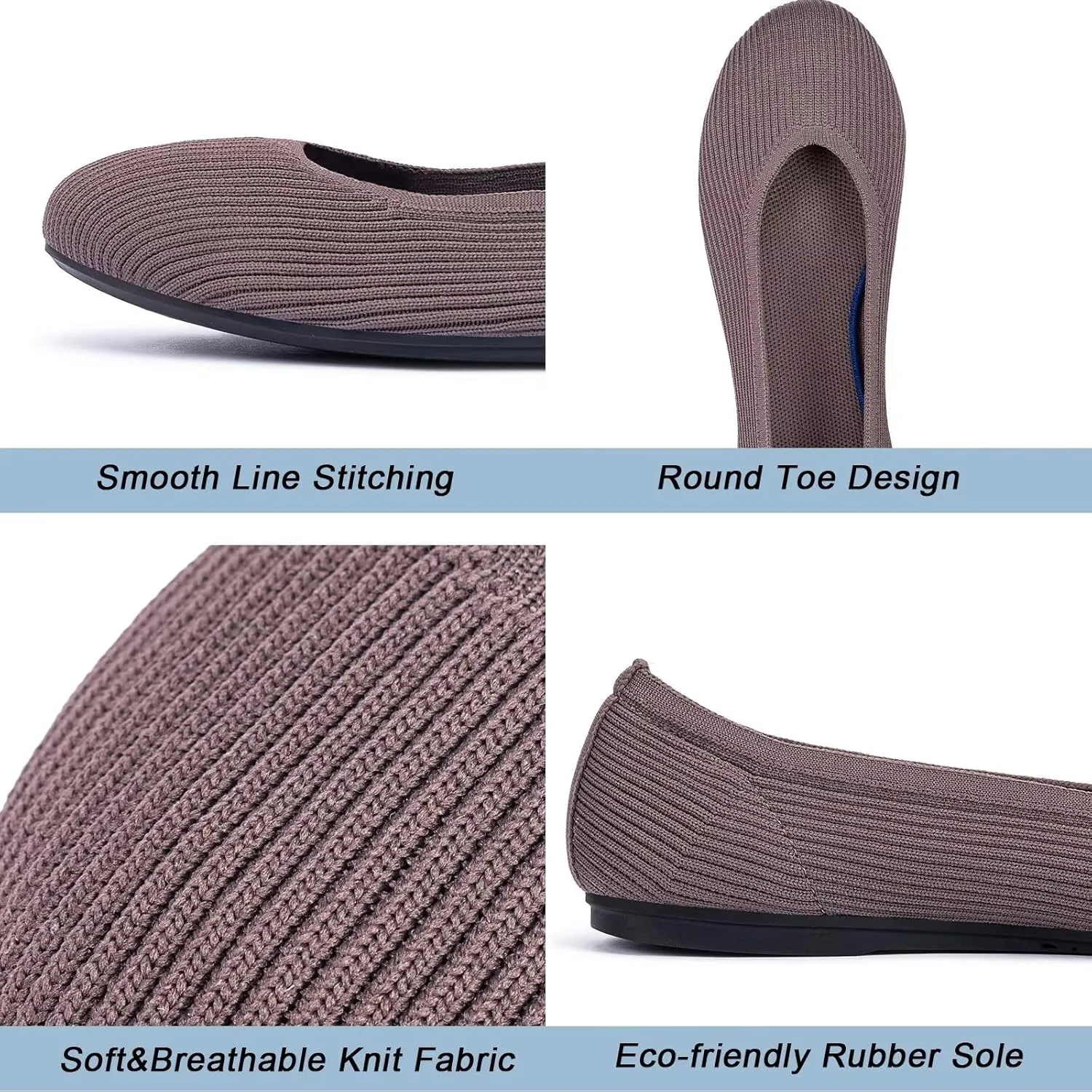 Frank Mully Women's Ballet Flats Round Toe Walking Flats Slip On Work Shoes Knitted Flats Shoes for Woman Soft Lightweight