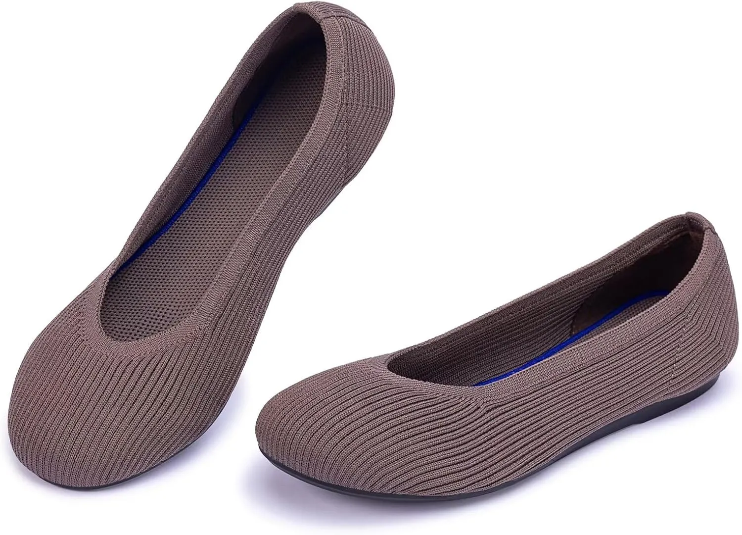 Frank Mully Women's Ballet Flats Round Toe Walking Flats Slip On Work Shoes Knitted Flats Shoes for Woman Soft Lightweight