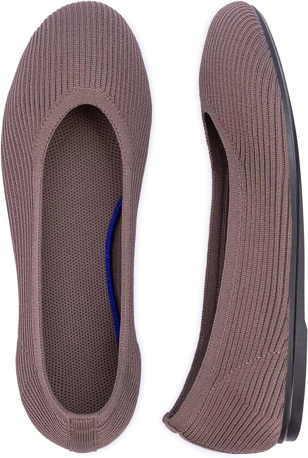 Frank Mully Women's Ballet Flats Round Toe Walking Flats Slip On Work Shoes Knitted Flats Shoes for Woman Soft Lightweight