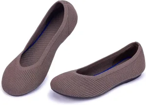 Frank Mully Women's Ballet Flats Round Toe Walking Flats Slip On Work Shoes Knitted Flats Shoes for Woman Soft Lightweight