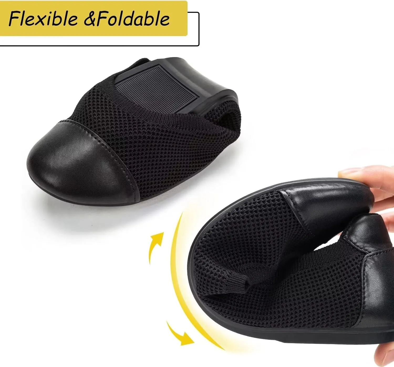 Frank Mully Women's Ballet Flats Round Toe Walking Flats Slip On Work Shoes Knitted Flats Shoes for Woman Soft Lightweight