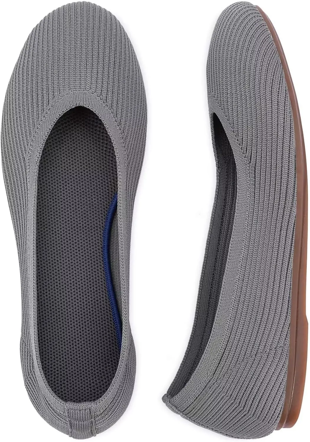 Frank Mully Women's Ballet Flats Round Toe Walking Flats Slip On Work Shoes Knitted Flats Shoes for Woman Soft Lightweight