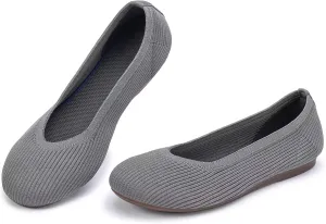 Frank Mully Women's Ballet Flats Round Toe Walking Flats Slip On Work Shoes Knitted Flats Shoes for Woman Soft Lightweight