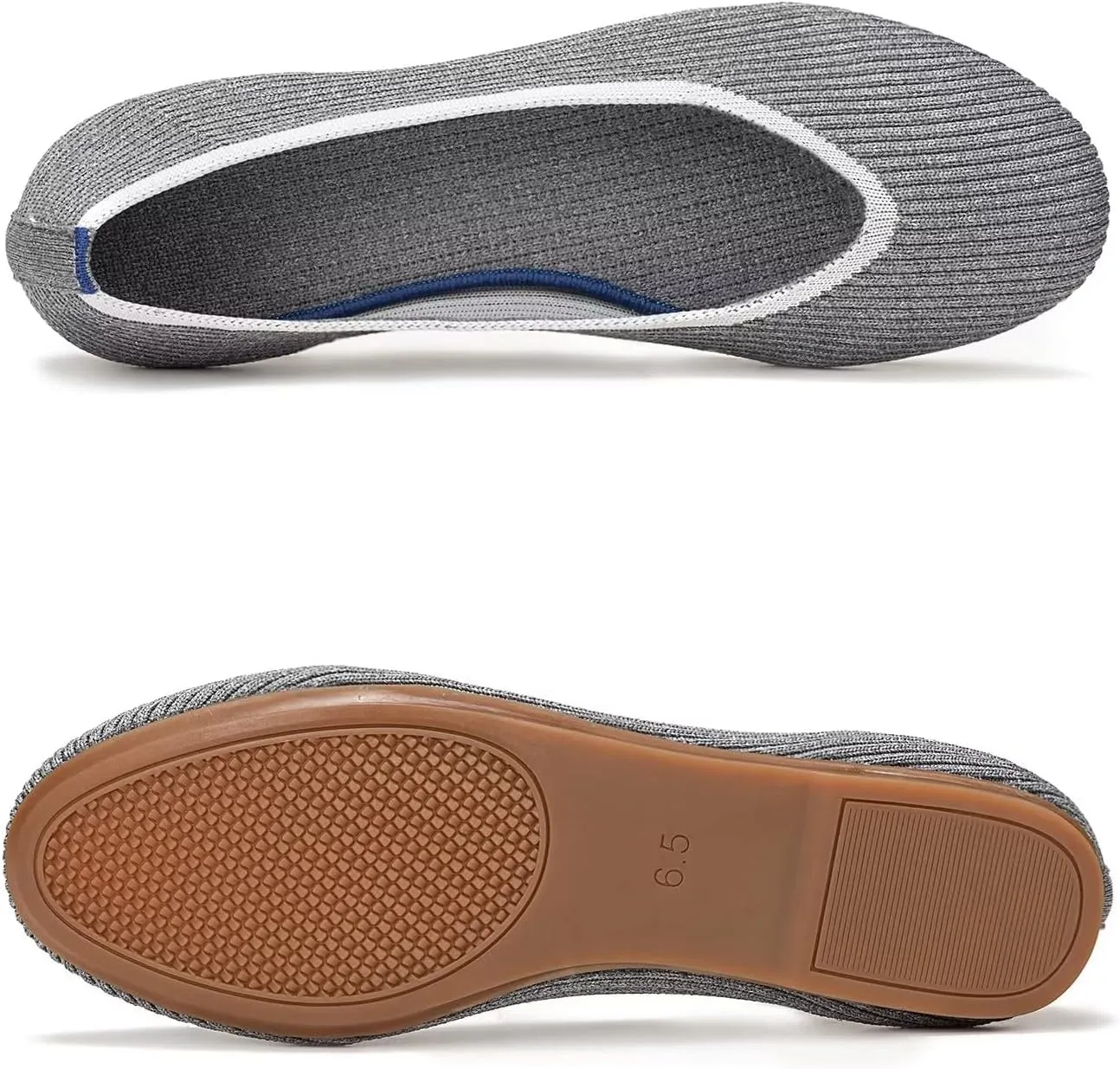 Frank Mully Women's Ballet Flats Round Toe Walking Flats Slip On Work Shoes Knitted Flats Shoes for Woman Soft Lightweight