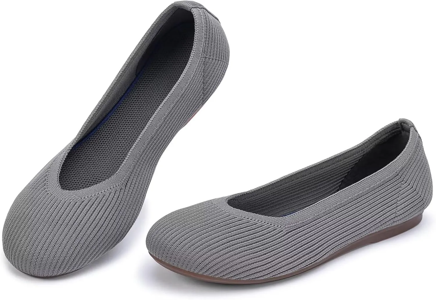 Frank Mully Women's Ballet Flats Round Toe Walking Flats Slip On Work Shoes Knitted Flats Shoes for Woman Soft Lightweight