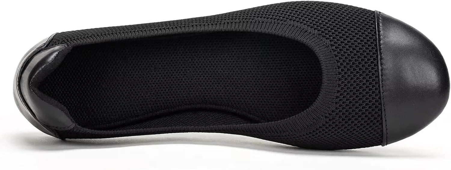 Frank Mully Women's Ballet Flats Round Toe Walking Flats Slip On Work Shoes Knitted Flats Shoes for Woman Soft Lightweight