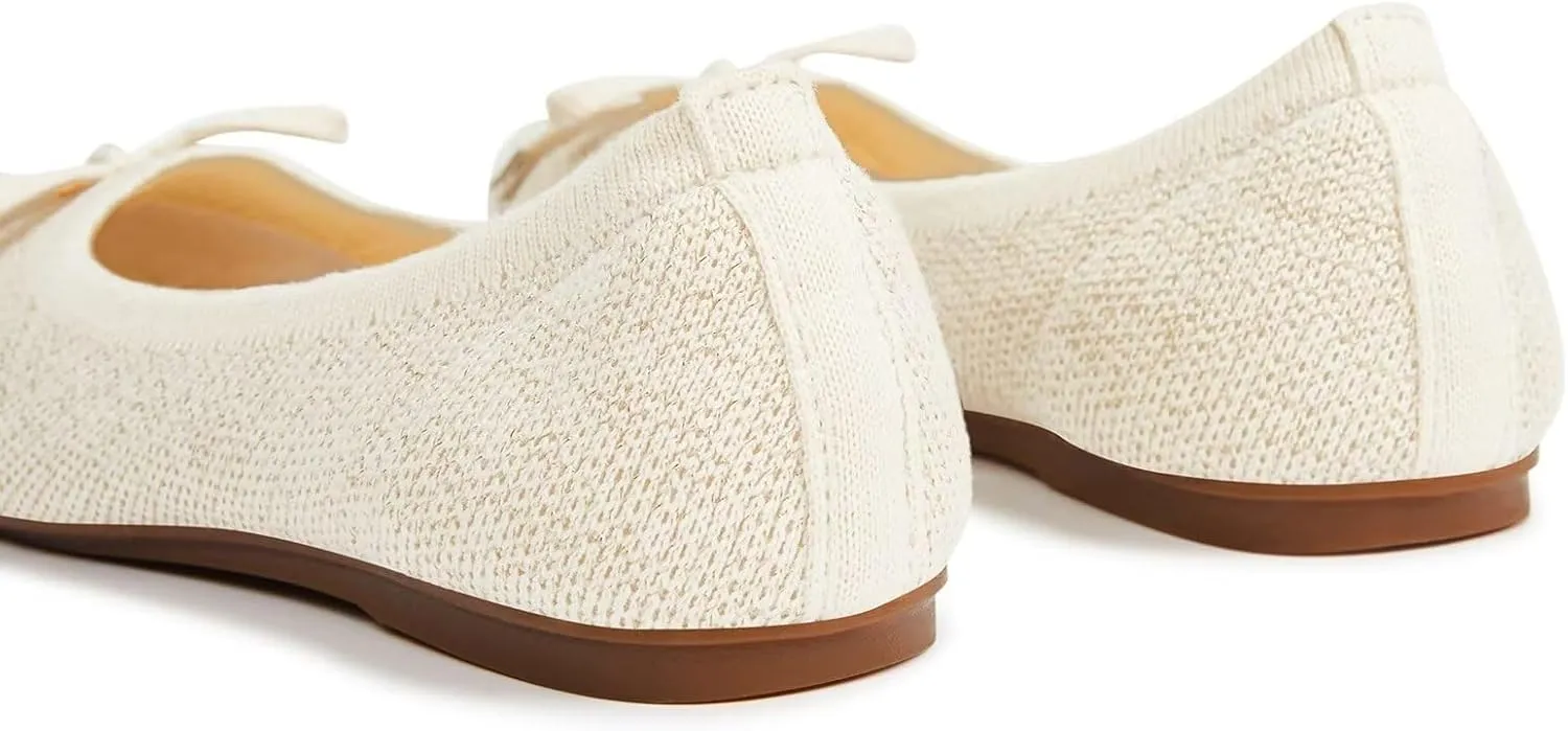 Frank Mully Women's Ballet Flats Round Toe Walking Flats Slip On Work Shoes Knitted Flats Shoes for Woman Soft Lightweight