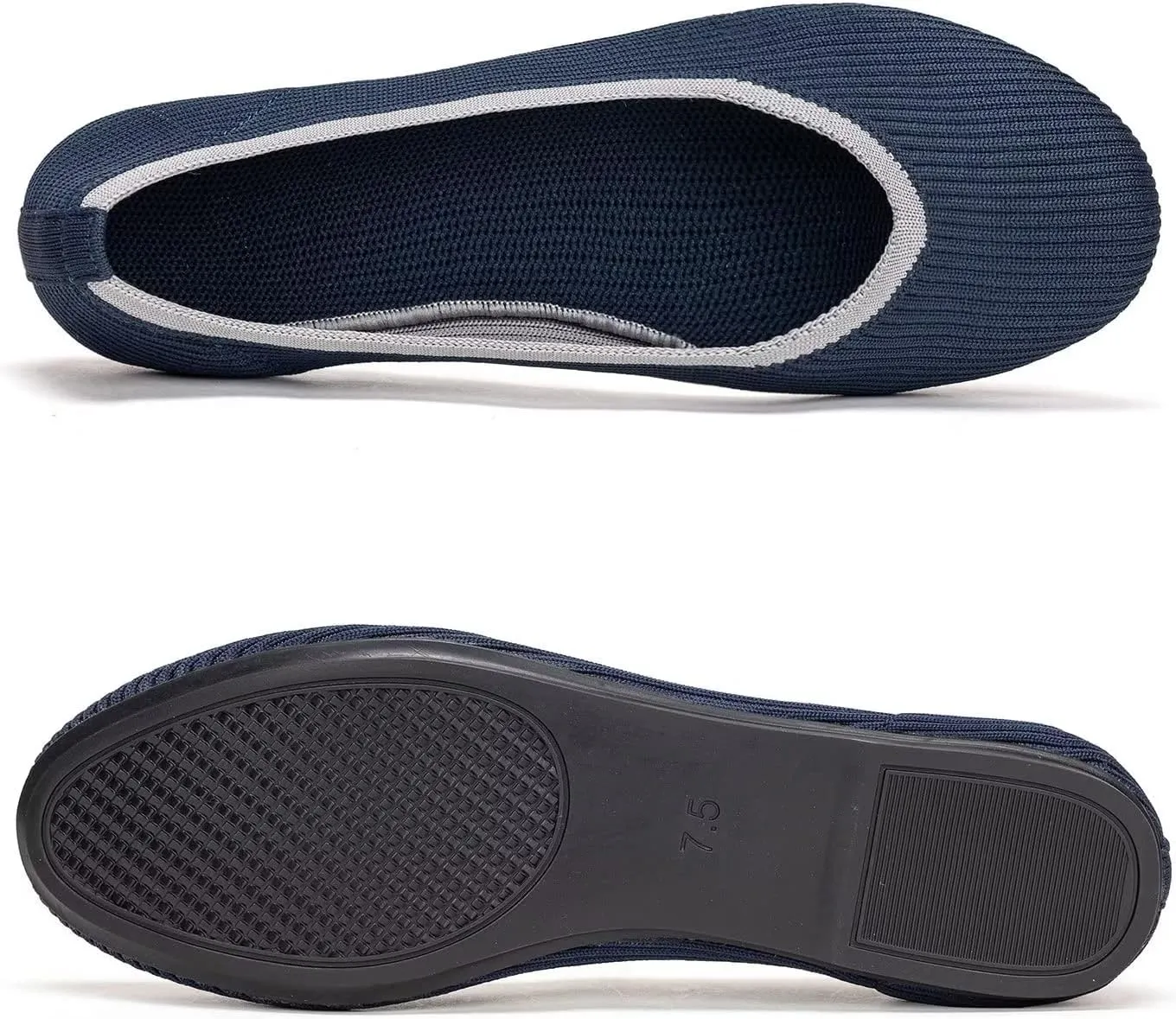 Frank Mully Women's Ballet Flats Round Toe Walking Flats Slip On Work Shoes Knitted Flats Shoes for Woman Soft Lightweight