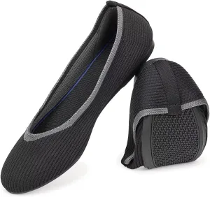 Frank Mully Women's Ballet Flats Round Toe Walking Flats Slip On Work Shoes Knitted Flats Shoes for Woman Soft Lightweight