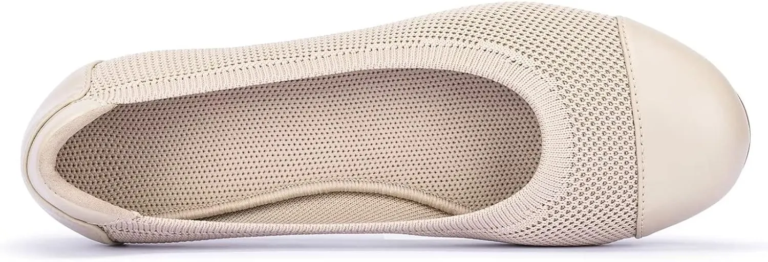 Frank Mully Women's Ballet Flats Round Toe Walking Flats Slip On Work Shoes Knitted Flats Shoes for Woman Soft Lightweight
