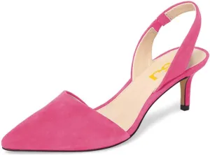 FSJ Women Fashion Low Kitten Heels Pumps Pointed Toe Slingback Sandals Party Casual Dress Shoes