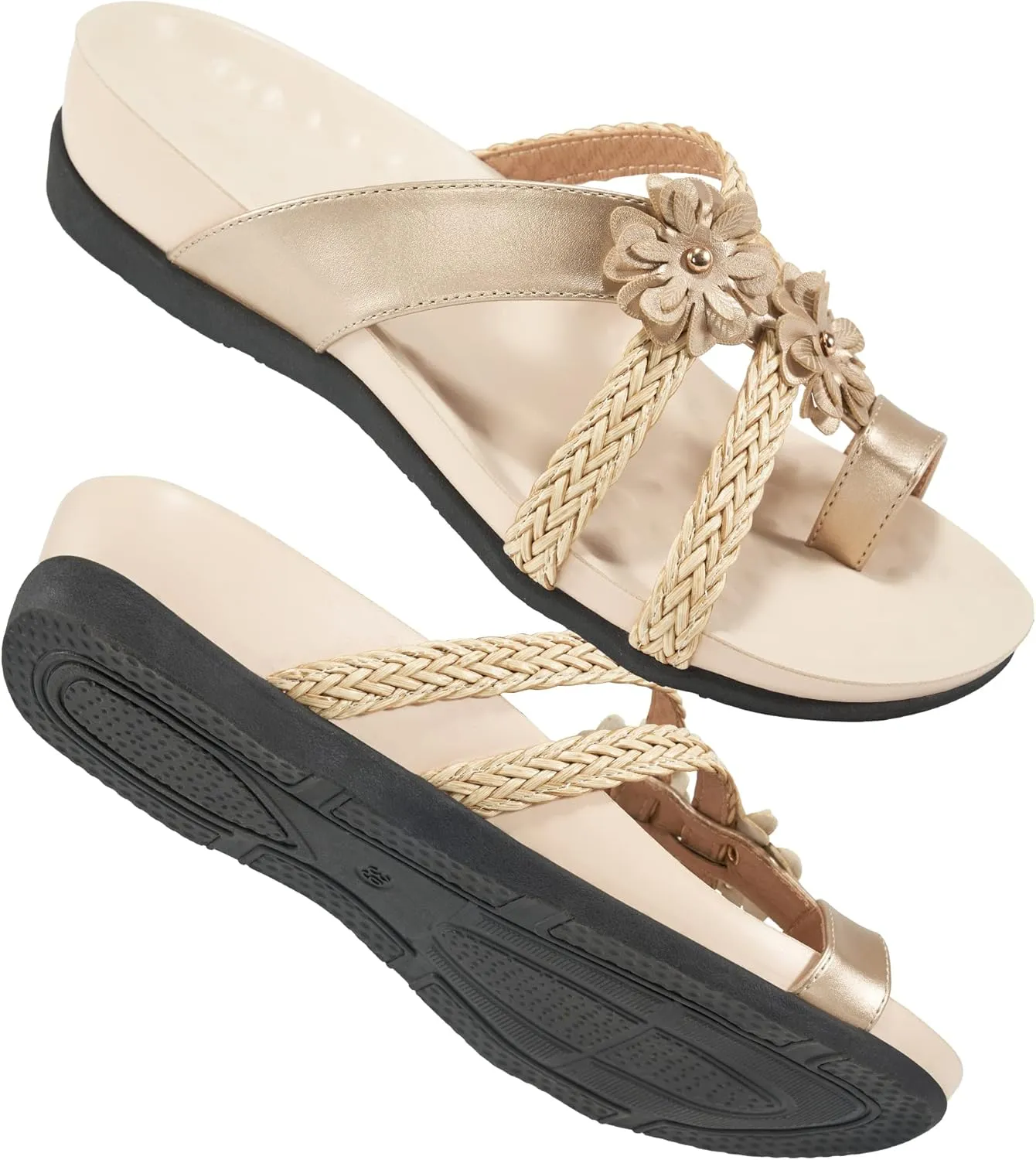 FUDYNMALC Womens Orthotic Flips Flops Sandals Arch Support for Flat feet Orthopedic Slides Sandals Plantar Fasciitis Comfortable Walking Thong Sandals for Women