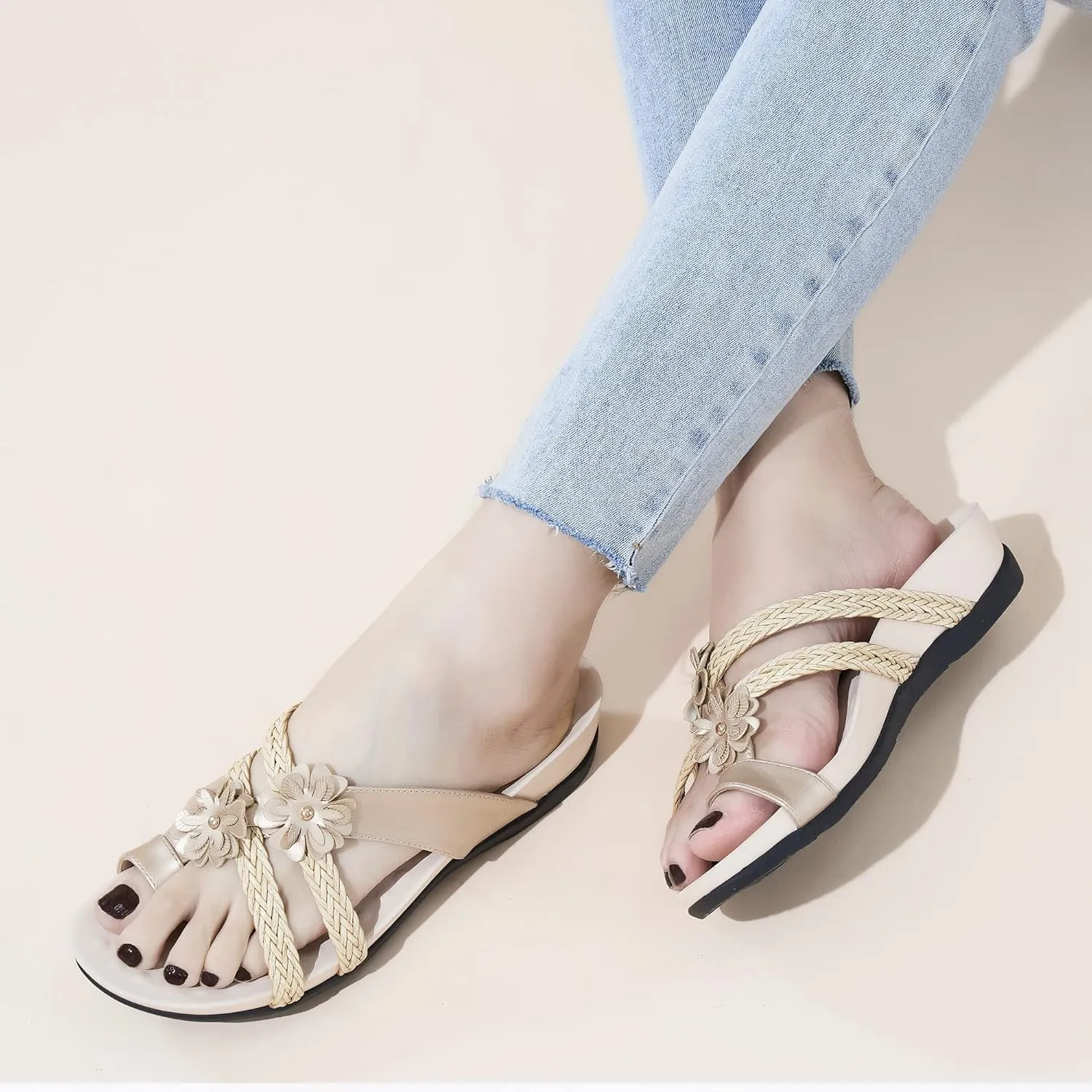 FUDYNMALC Womens Orthotic Flips Flops Sandals Arch Support for Flat feet Orthopedic Slides Sandals Plantar Fasciitis Comfortable Walking Thong Sandals for Women