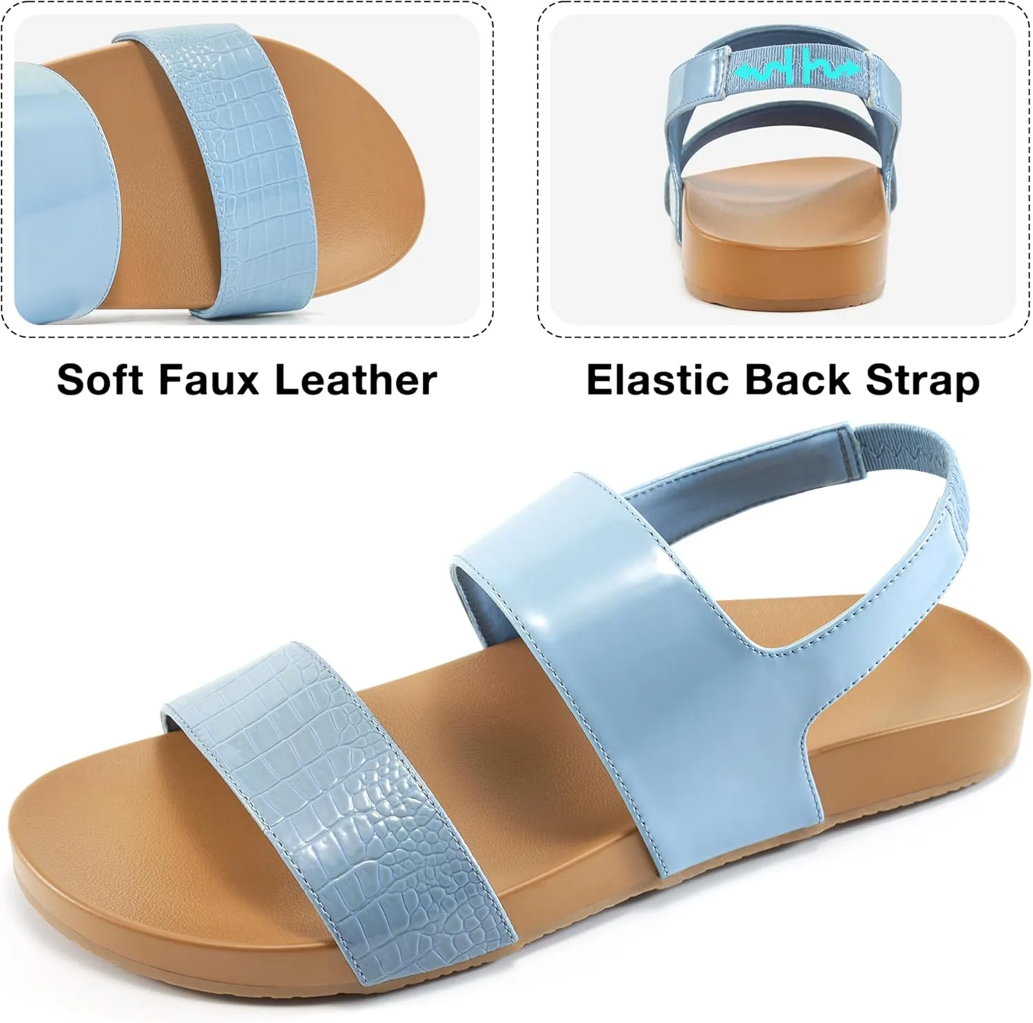FUDYNMALC Womens Walking Sandals Comfortable: Summer Orthopedic Shoes Casual Slip On Footwear with Elastic Straps Outdoor Beach Flats