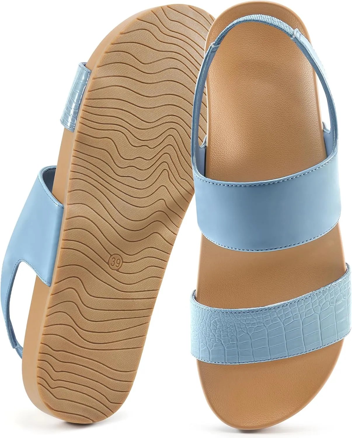 FUDYNMALC Womens Walking Sandals Comfortable: Summer Orthopedic Shoes Casual Slip On Footwear with Elastic Straps Outdoor Beach Flats
