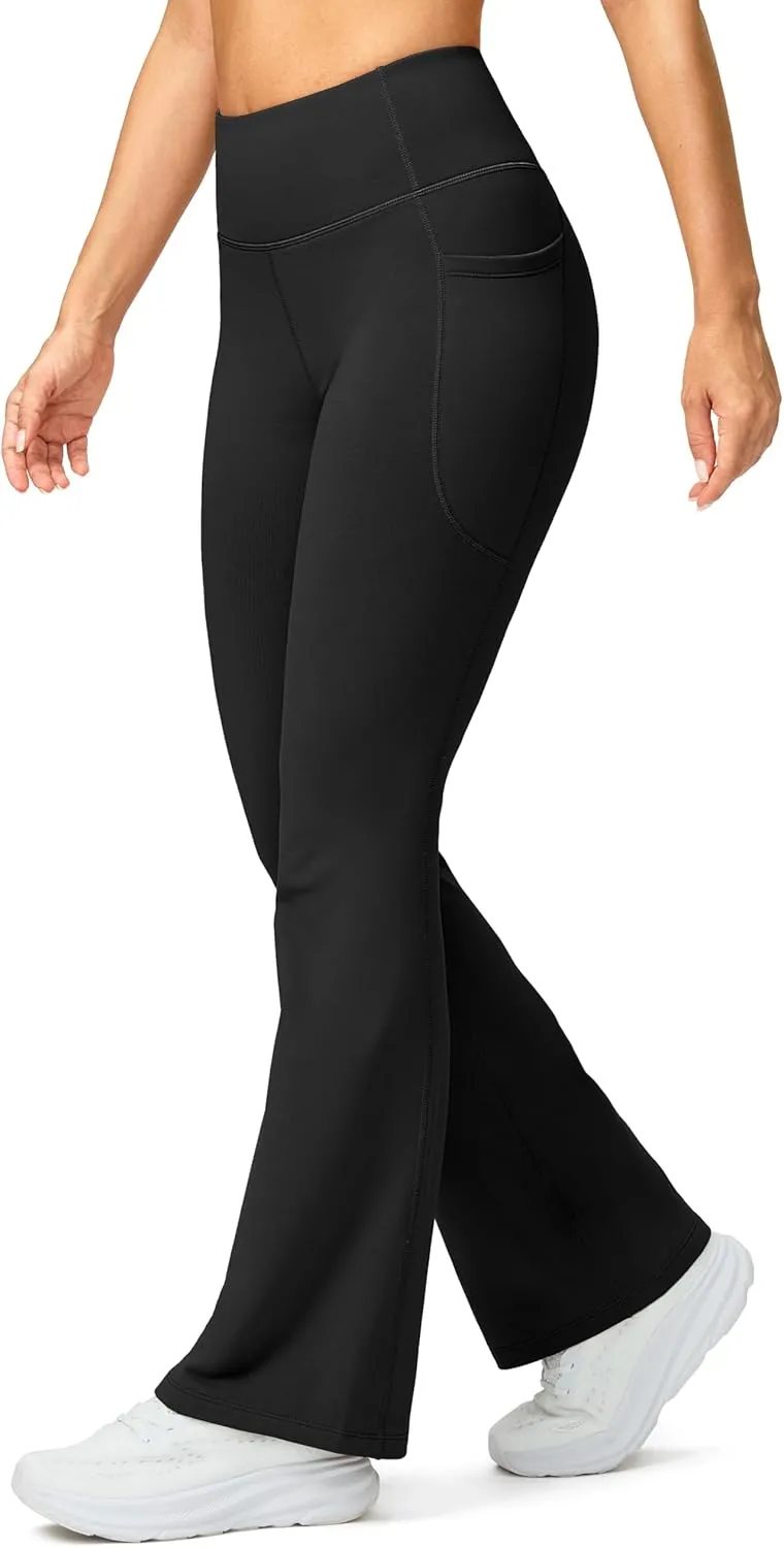 G Gradual Women's Fleece Lined Pants High Waist Winter Thermal Warm Flare Leggings Hiking Yoga Pants Women with Pockets