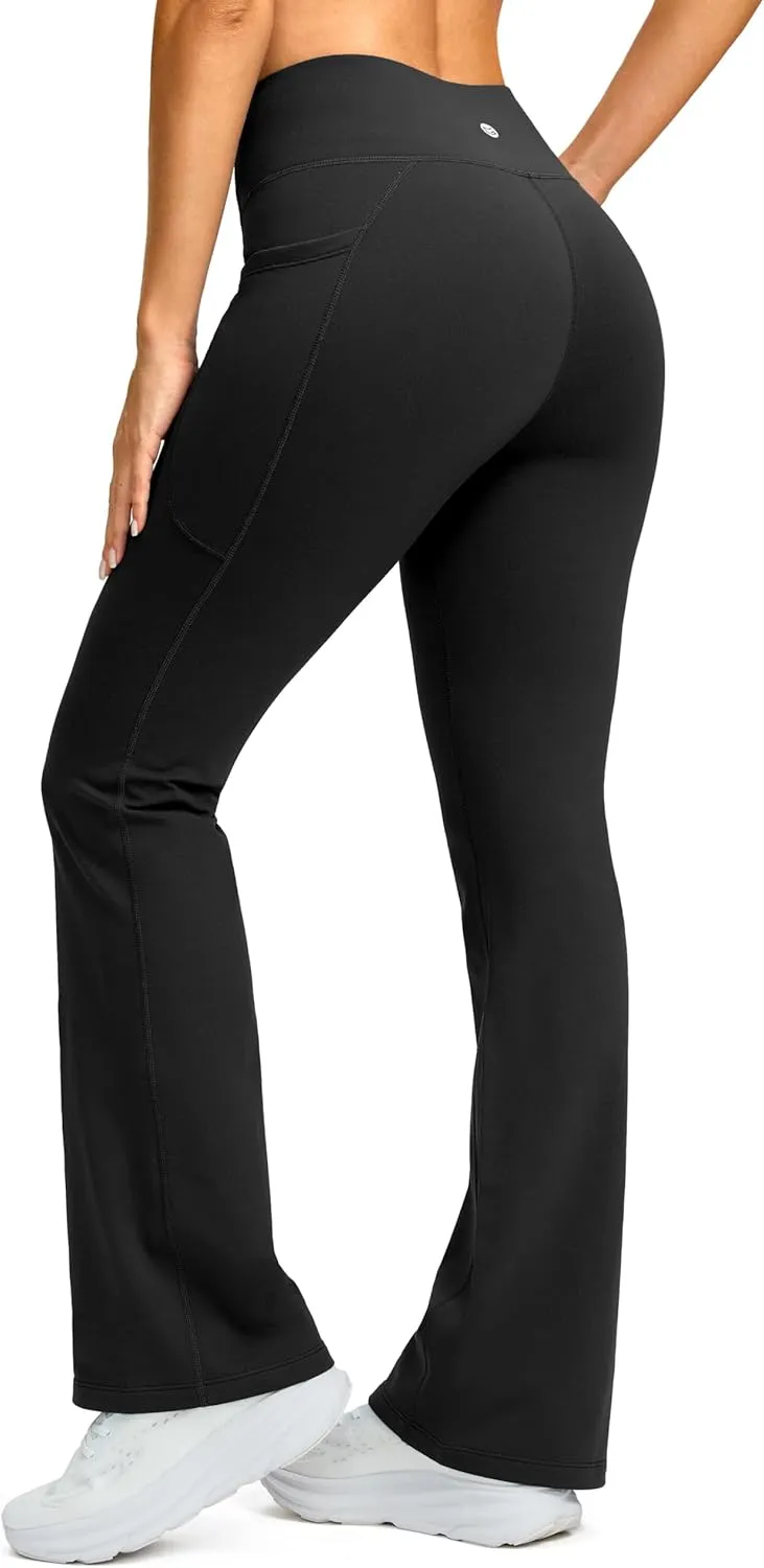 G Gradual Women's Fleece Lined Pants High Waist Winter Thermal Warm Flare Leggings Hiking Yoga Pants Women with Pockets
