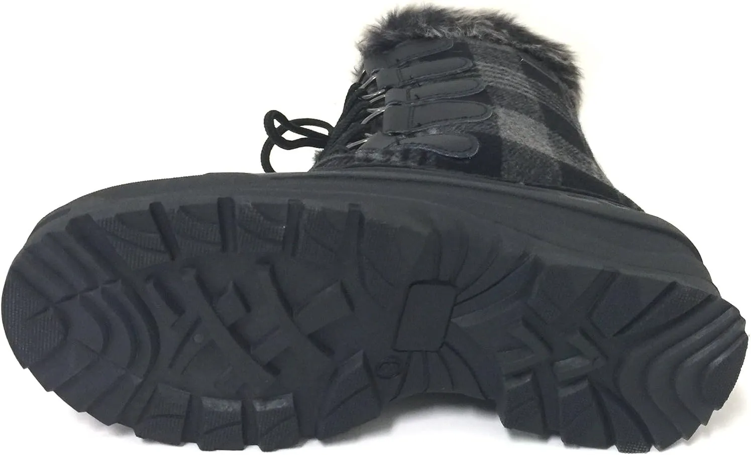 G4U-CDS Women's Winter Boots Cold Weather Insulated Flannel Plaid Lace up Waterproof Snow Fur Duck Shoes