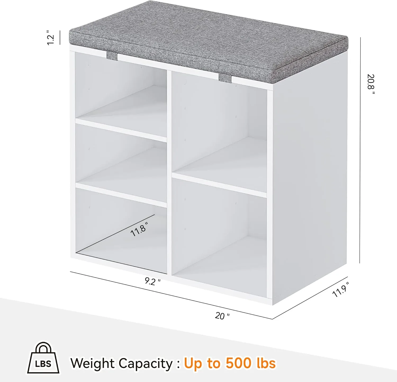 GAOMON Entryway Shoe Bench for Storage,Shoe Rack with Foam Pad Seating Cushion,3-Tier Adjustable Shelf for Entryway Hallway Living Room Bedrom Dormitory and Small Apartment(White,20 inches)