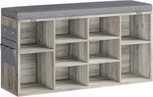 GAOMON Entryway Shoe Storage Cabinet Bench with 10 Cubbies,Shoe Rack with Cushion,3-Tier Adjustable Shelf for Entryway,Living Room,Hallway,Bedroom,Mudroom, Closet and Garage(Grey,41inches)