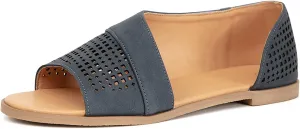 GATUXUS Women's Flats Sandals Open Toe Side Cutout Slip On Casual Slides Flat Shoes