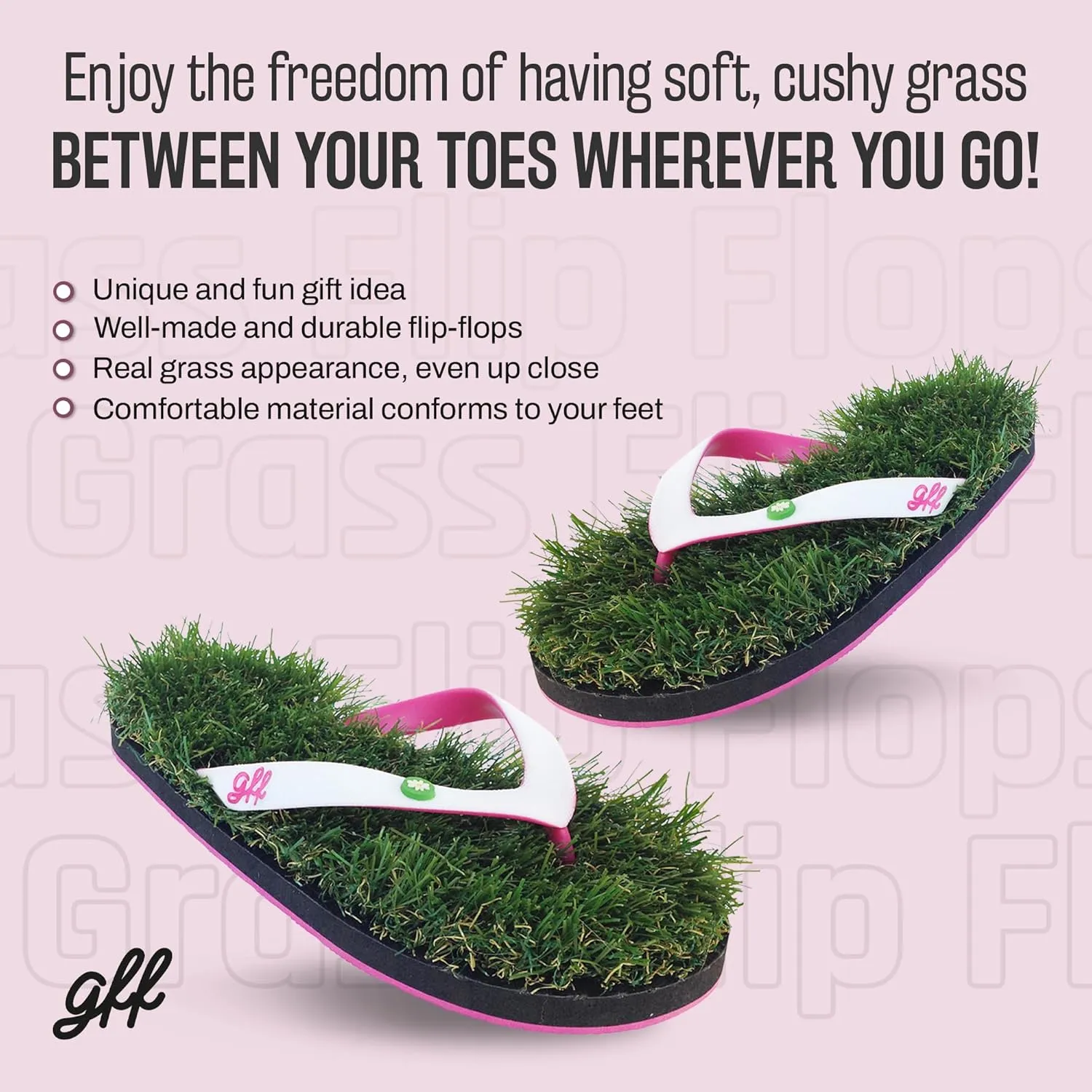 GFF Grass Flip Flops for Men/Women/Kids - XS/S/M/L Size Sandal - Camo/Black/Pink Color Slippers