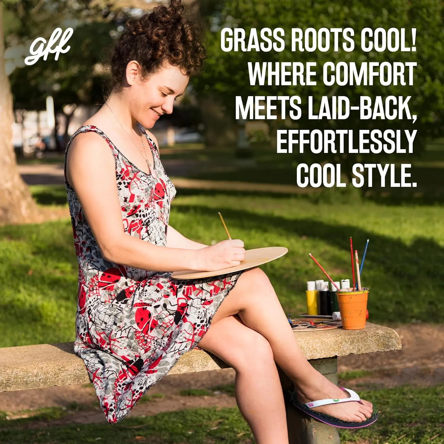 GFF Grass Flip Flops for Men/Women/Kids - XS/S/M/L Size Sandal - Camo/Black/Pink Color Slippers