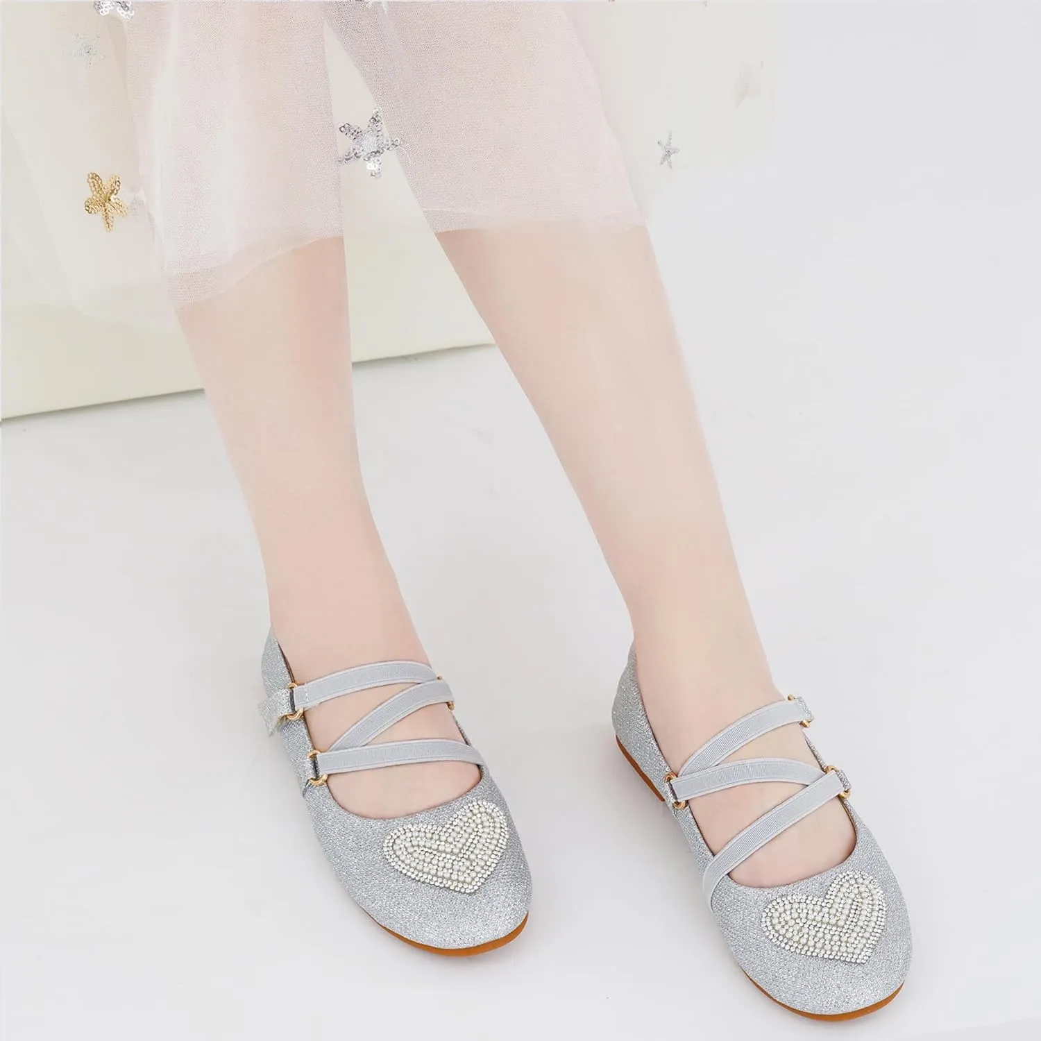 Girls Dress Shoes Flats: Little Kid Princess Flat for Birthday Wedding - Toddler Ballerina Shoe for School Walking