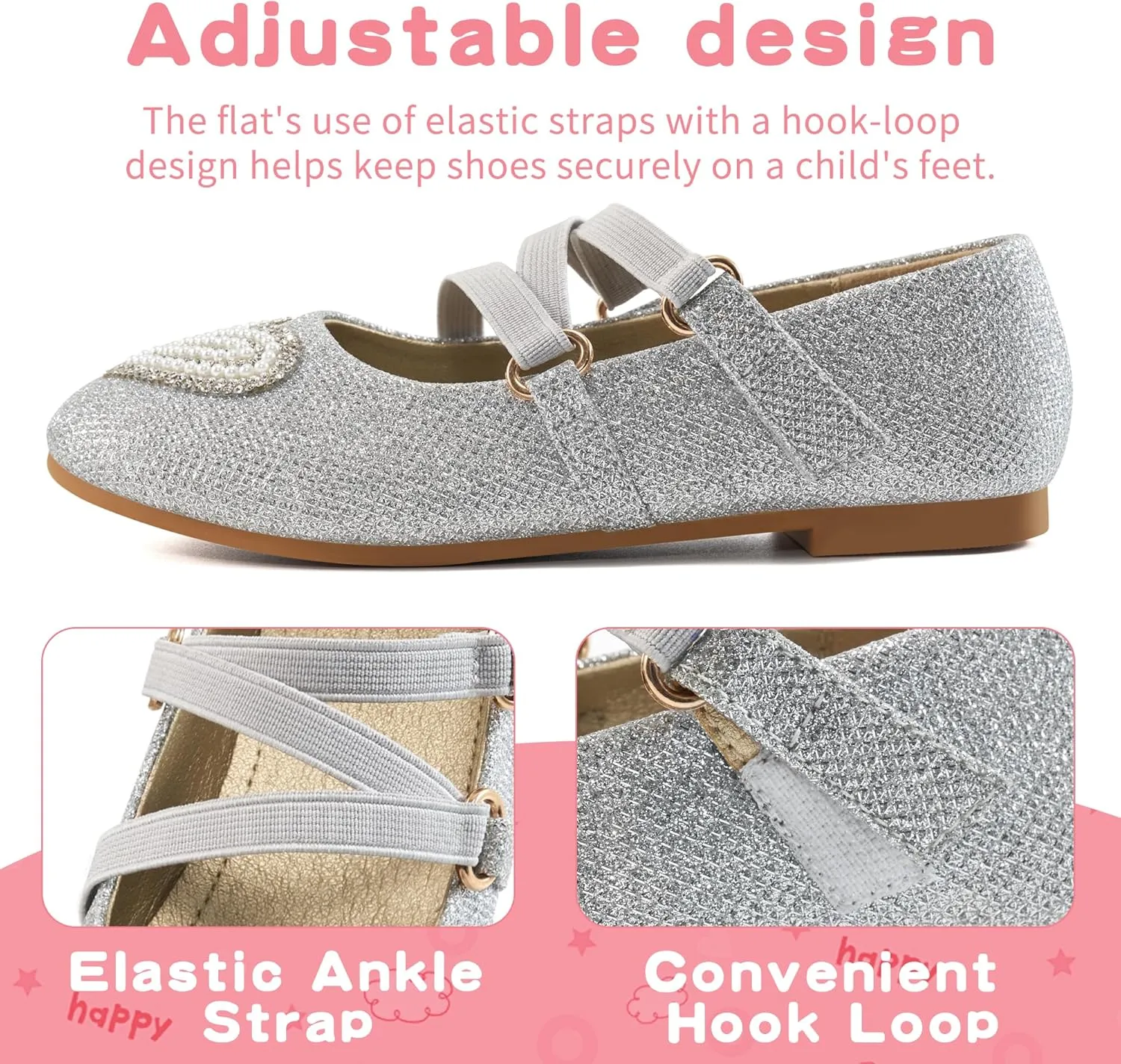 Girls Dress Shoes Flats: Little Kid Princess Flat for Birthday Wedding - Toddler Ballerina Shoe for School Walking
