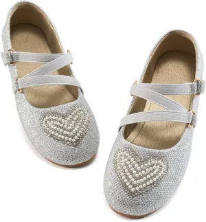 Girls Dress Shoes Flats: Little Kid Princess Flat for Birthday Wedding - Toddler Ballerina Shoe for School Walking