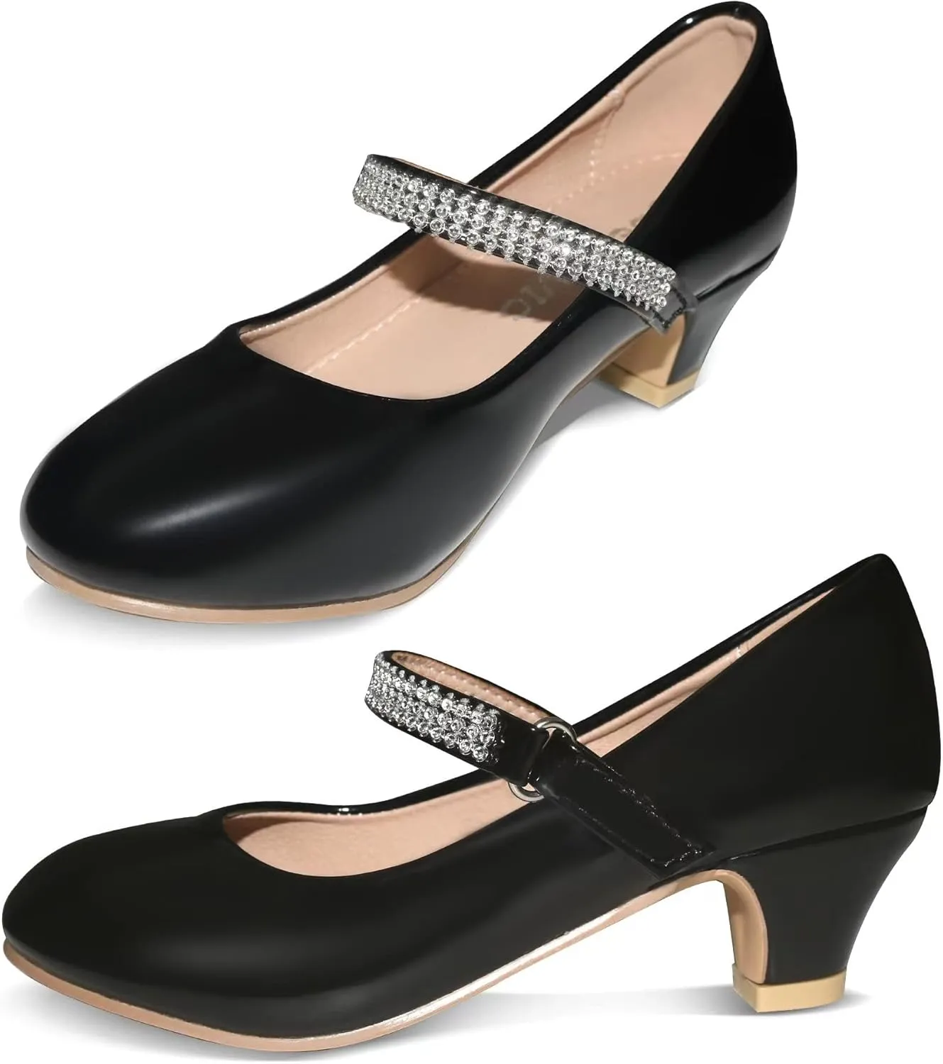 Girls Dress Shoes Mary Jane Shoes for Girls with Low Heel, Princess Flower Ballet Flats for Wedding School Party