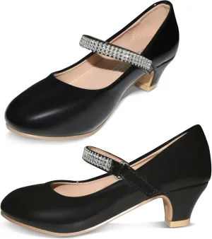 Girls Dress Shoes Mary Jane Shoes for Girls with Low Heel, Princess Flower Ballet Flats for Wedding School Party