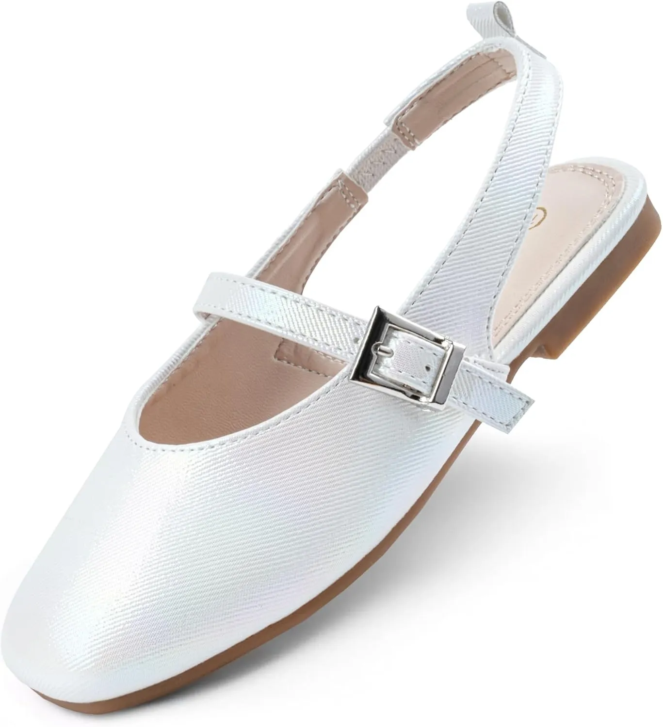 Girls Dress Shoes Square Toe Slingback Flats Adjustable Buckle Strap Mary Jane Shoes for Girls for Wedding,Party,Birthday