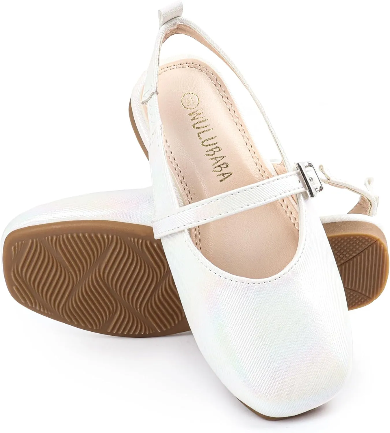 Girls Dress Shoes Square Toe Slingback Flats Adjustable Buckle Strap Mary Jane Shoes for Girls for Wedding,Party,Birthday