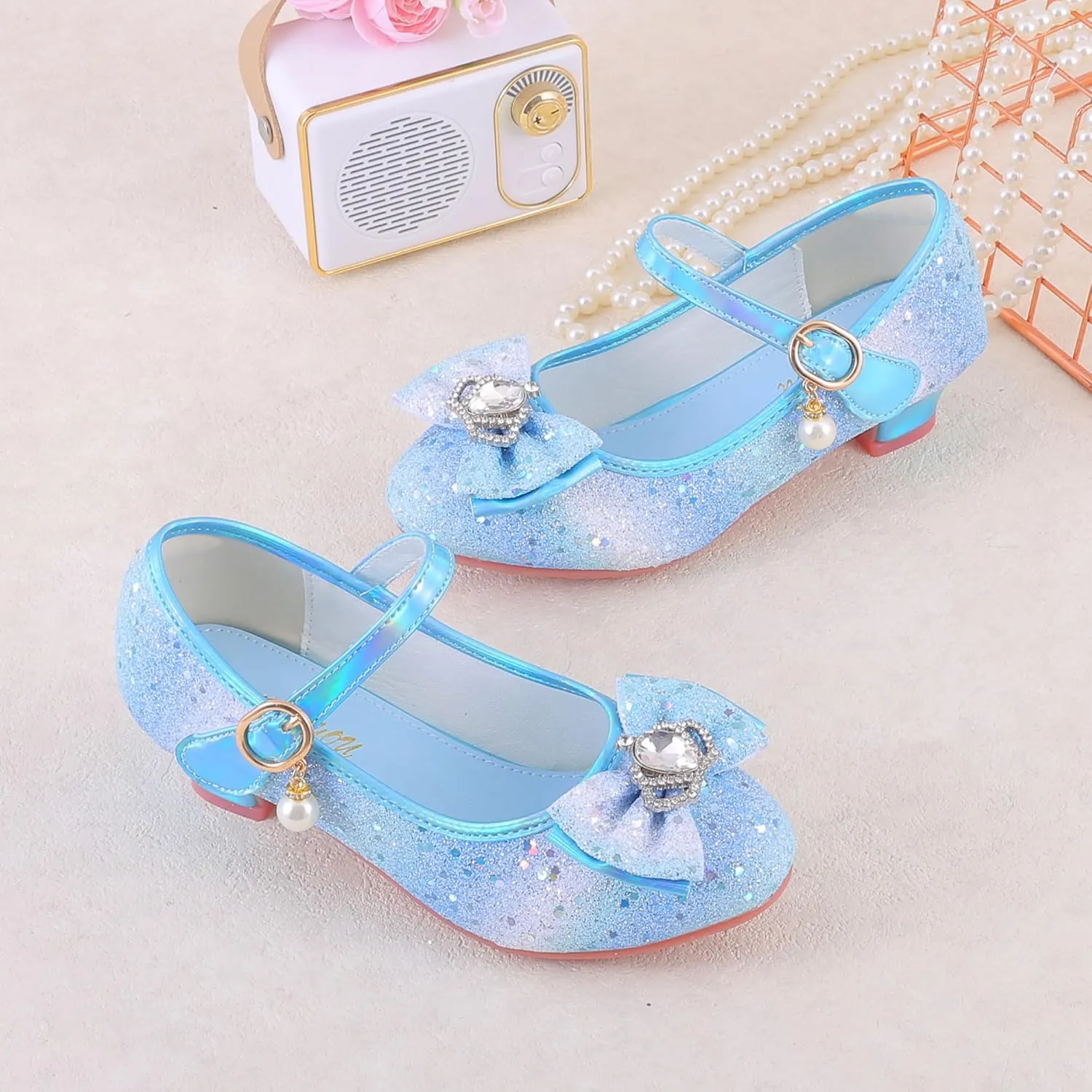 Girls Flats Sparkle Party Mary Jane Princess Dress Shoes