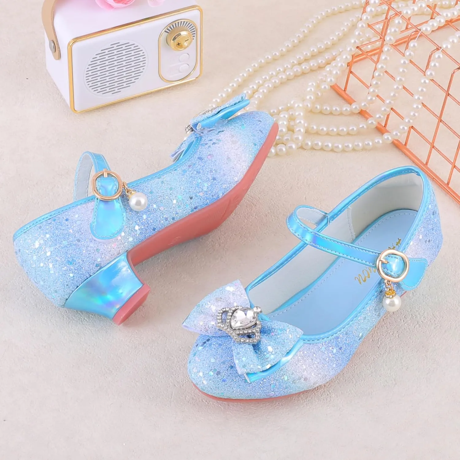 Girls Flats Sparkle Party Mary Jane Princess Dress Shoes