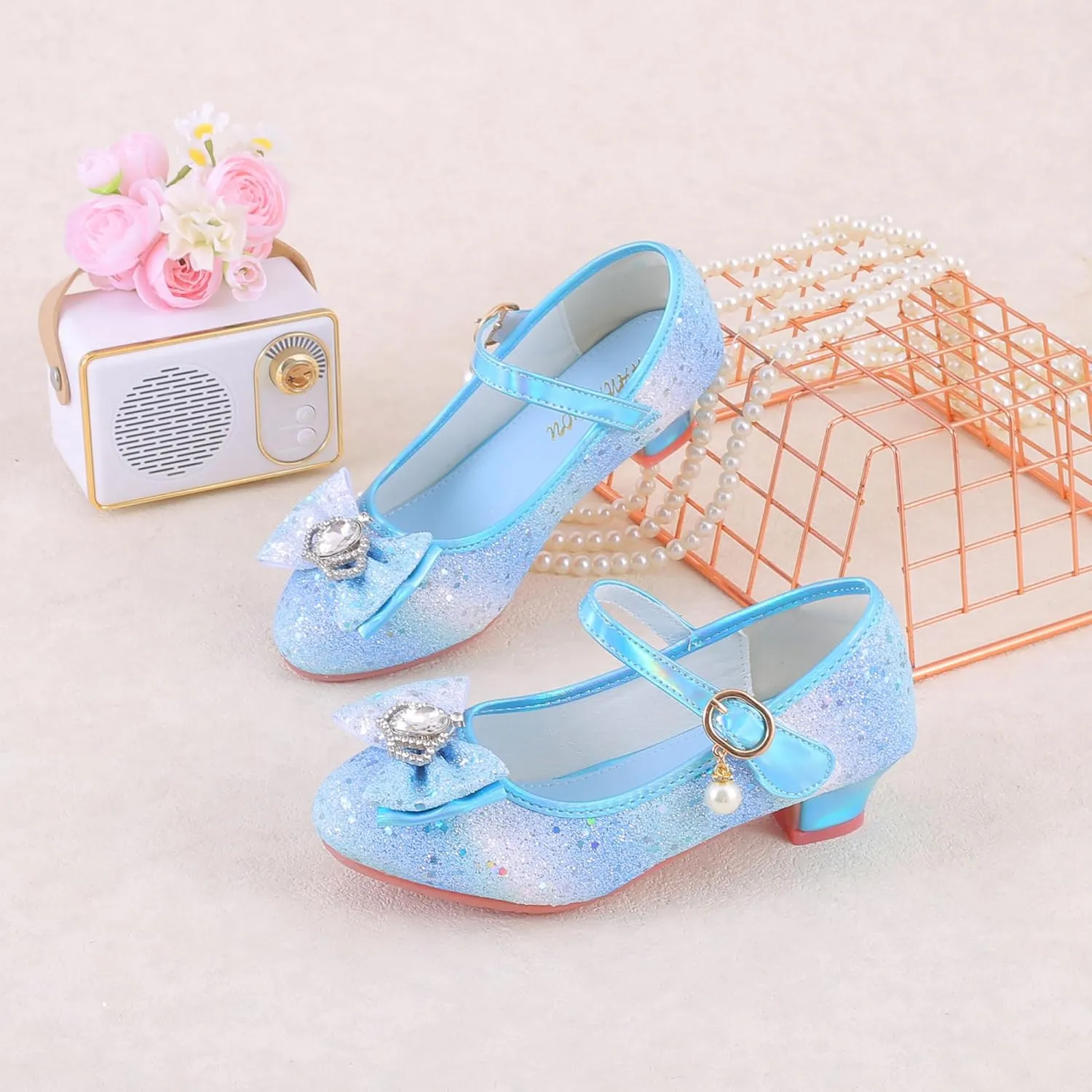 Girls Flats Sparkle Party Mary Jane Princess Dress Shoes