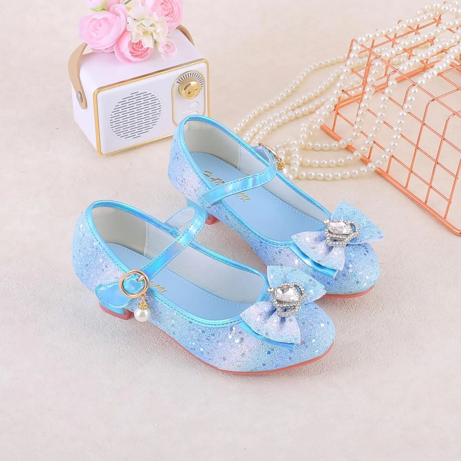 Girls Flats Sparkle Party Mary Jane Princess Dress Shoes