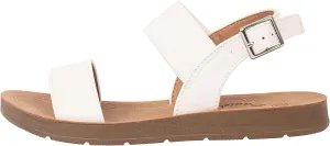 Girls Sandals Casual Open Toe Single Band with Elastic Ankle Strap Buckle Fashion Slide Flats RAIN-2
